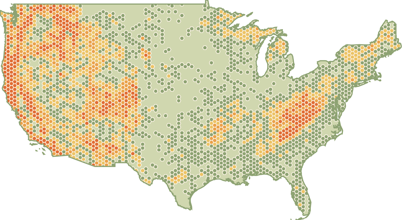 United States fun roads heat map
