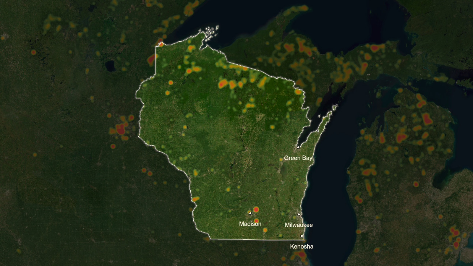 WISCONSIN fun roads heat map